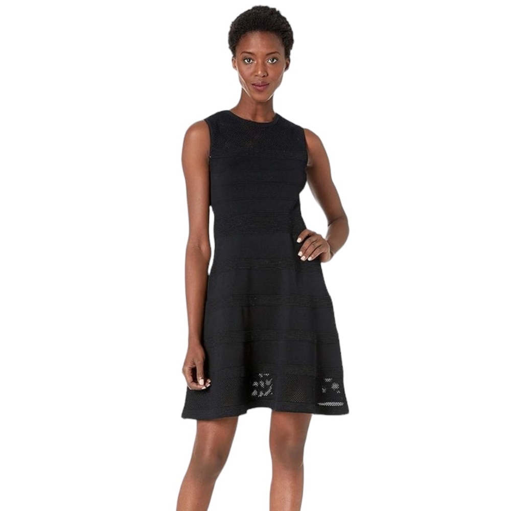 Vince Camuto Women's Mesh Mini Fit & Flare Dress Black, Size Medium
